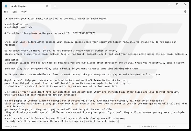 Anubi ransomware plik tekstowy (Anubi_Help.txt)