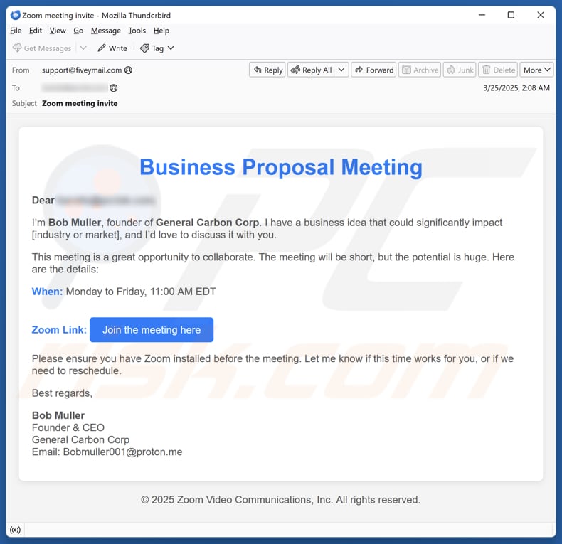 Business Proposal Meeting Kampania spamowa e-mail
