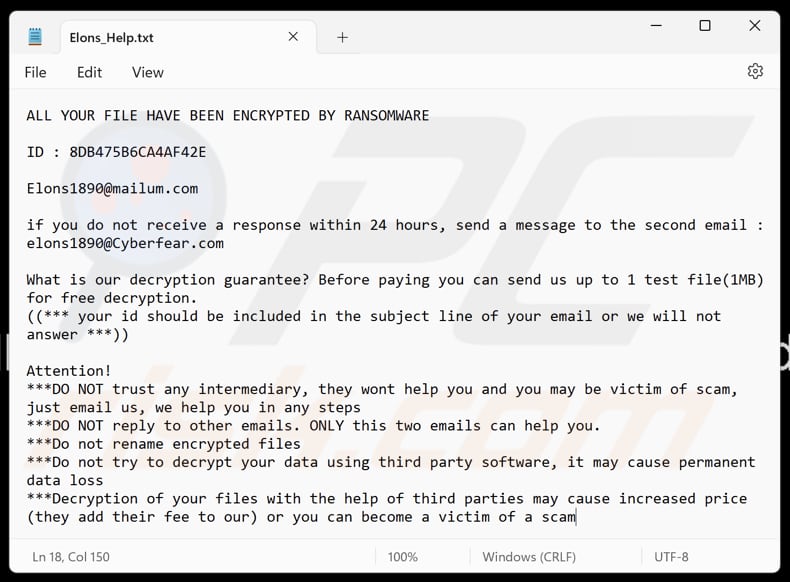 Elons ransomware plik tekstowy (Elons_Help.txt)