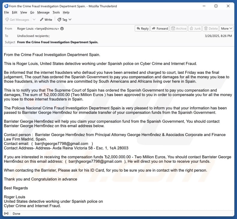 Internet Fraudsters Arrested Kampania spamowa e-mail