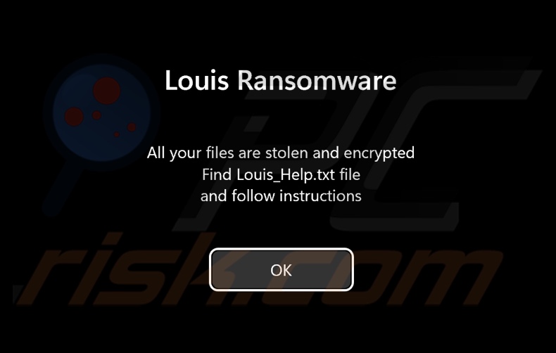 Louis ransomware ekran wstępnego logowania