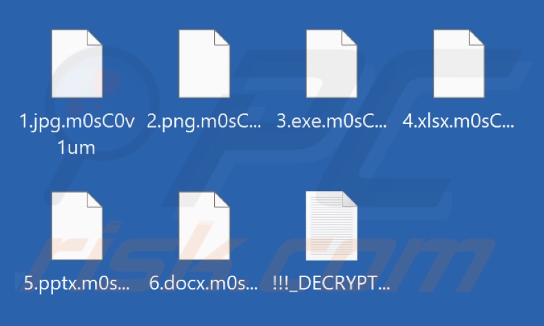 Pliki zaszyfrowane przez ransomware Moscovium (rozszerzenie .m0sC0v1um)