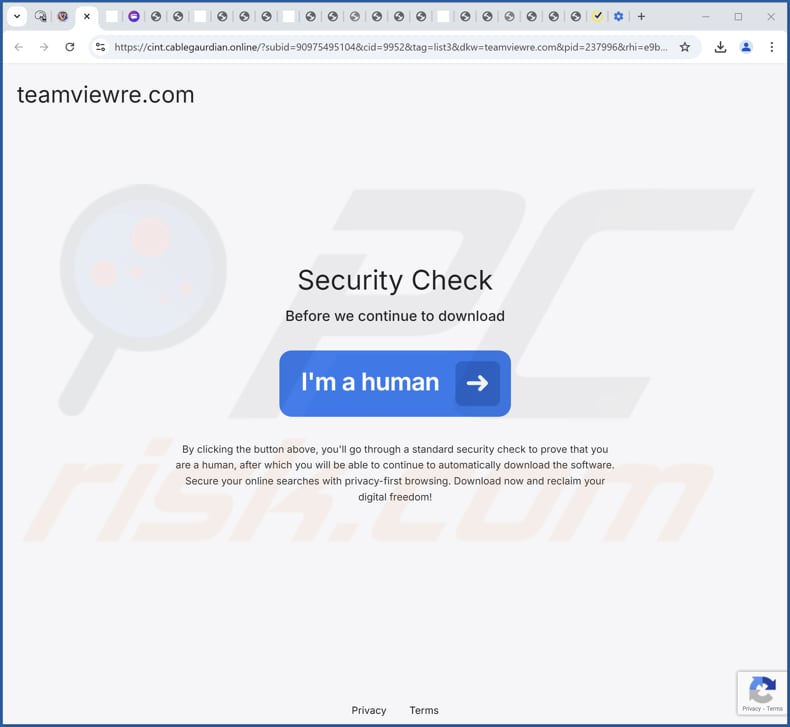 Strona internetowa używana do promowania NetGuard PUA