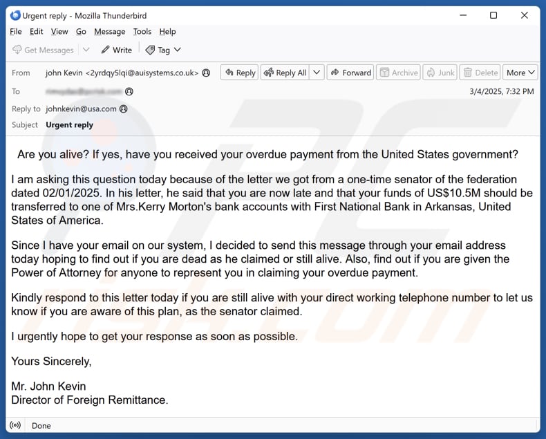 Overdue Payment Kampania spamowa e-mail
