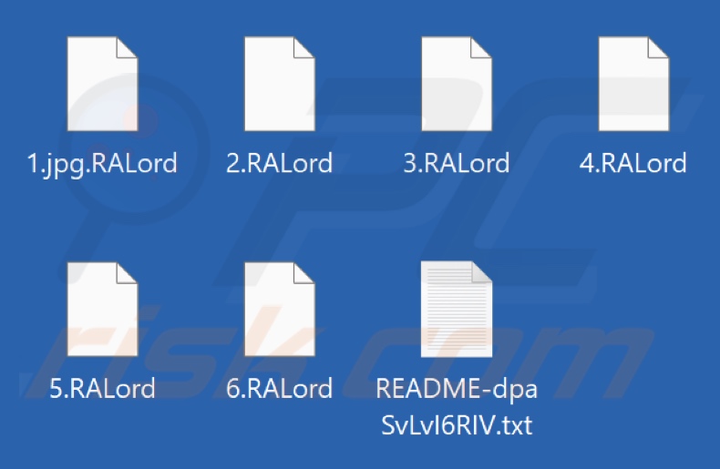 Pliki zaszyfrowane przez ransomware RALord (rozszerzenie .RALord)