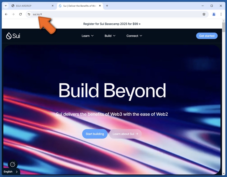 Wygląd prawdziwej strony internetowej Sui (sui.io)