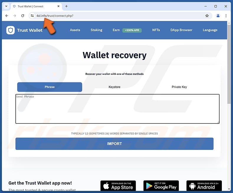Trust Wallet Sign-In Attempt Email Strona wyłudzająca informacje