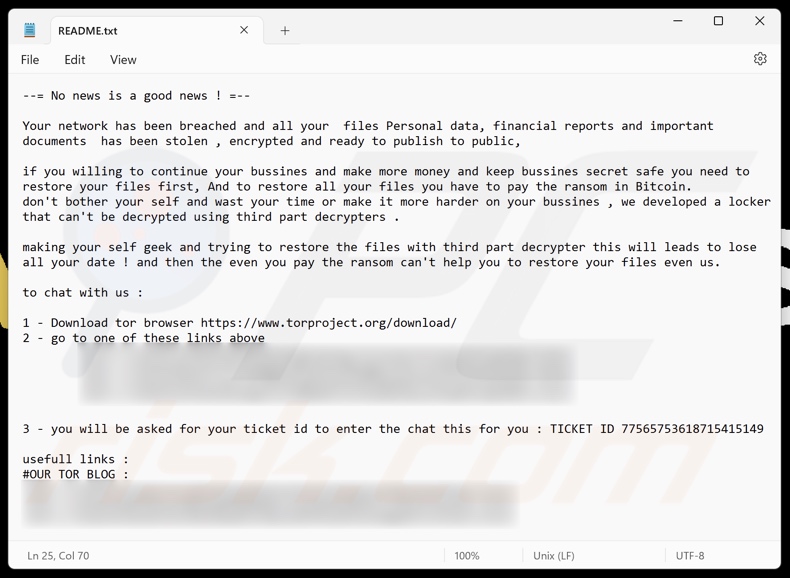 VanHelsing ransomware okup (README.txt)
