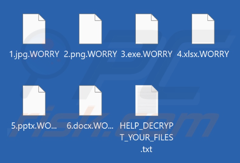 Pliki zaszyfrowane przez Worry (WhatsWrongScared) ransomware (rozszerzenie .WORRY)