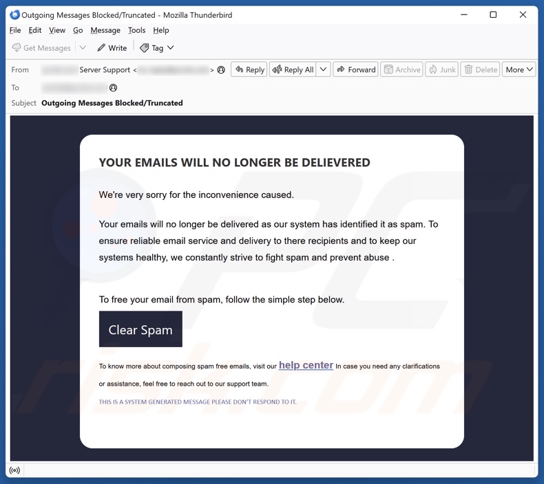 Your Emails Will No Longer Be Delivered Kampania spamowa e-mail