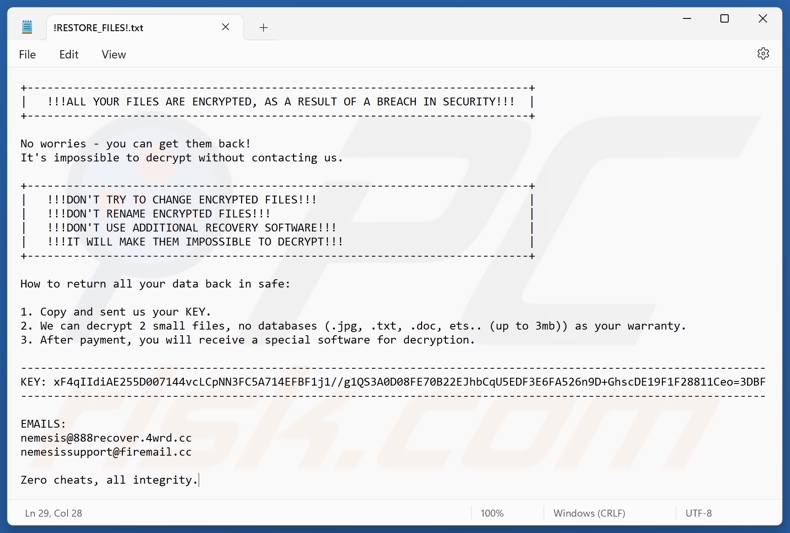 888 ransomware okup (!RESTORE_FILES!.txt)