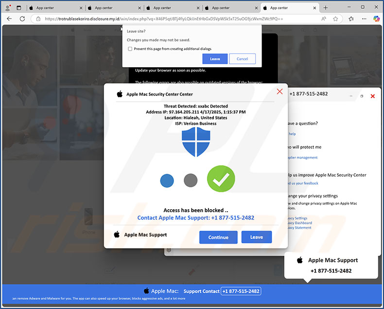 Apple Mac Security Center oszustwo
