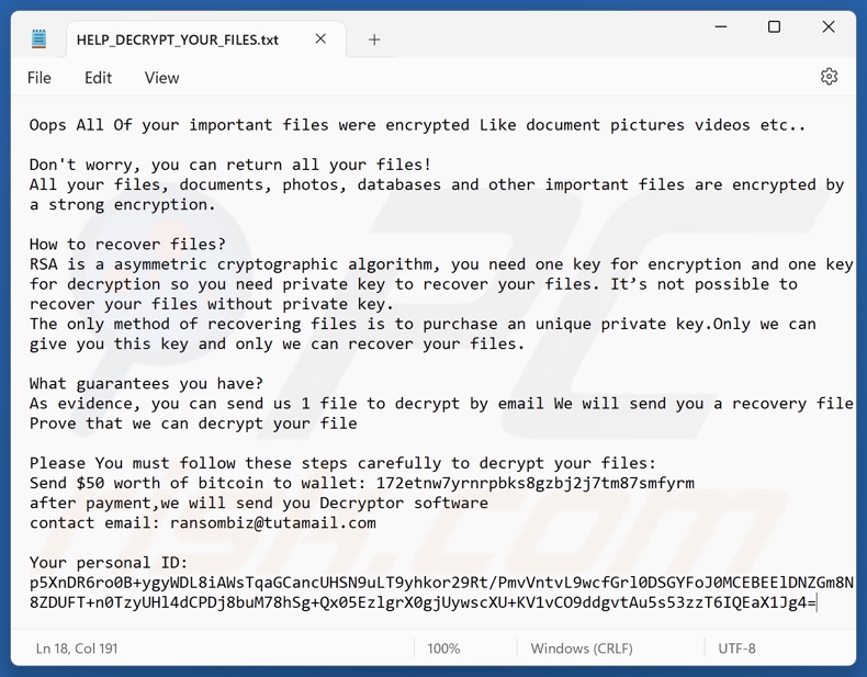 Craxsrat ransomware okup (HELP_DECRYPT_YOUR_FILES.txt)