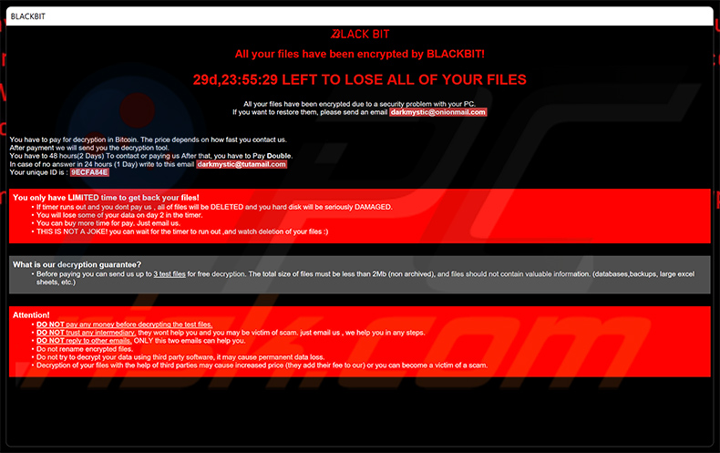 DarkMystic (BlackBit) ransomware okup (info.hta)
