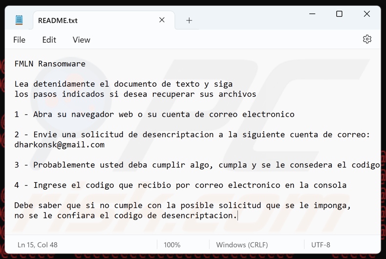 FMLN ransomware plik tekstowy (README.txt)