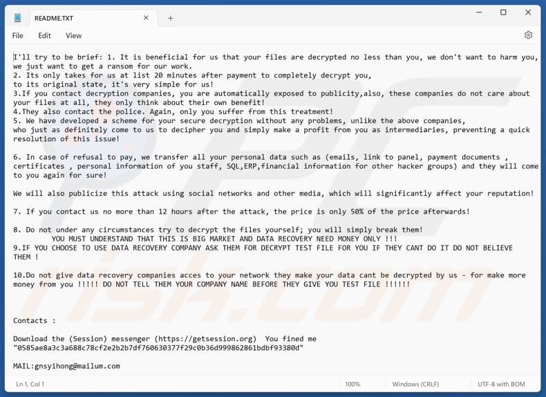 Gnsyihong ransomware plik tekstowy (README.TXT)