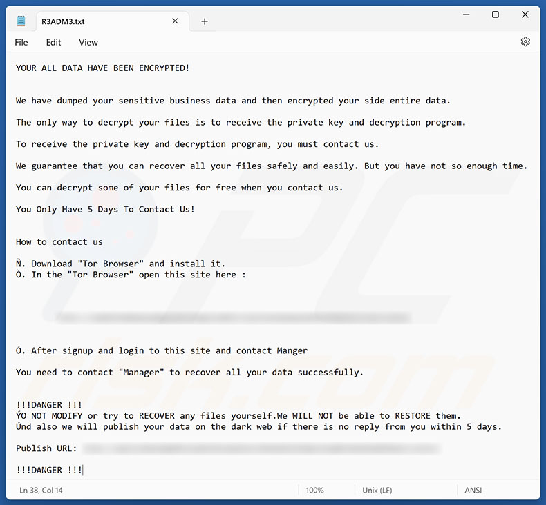 Gunra ransomware żądanie okupu (R3ADM3.txt)