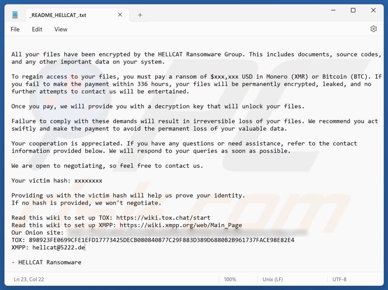 HellCat Ransomware drugi wariant noty okupu (_README_HELLCAT_.txt)