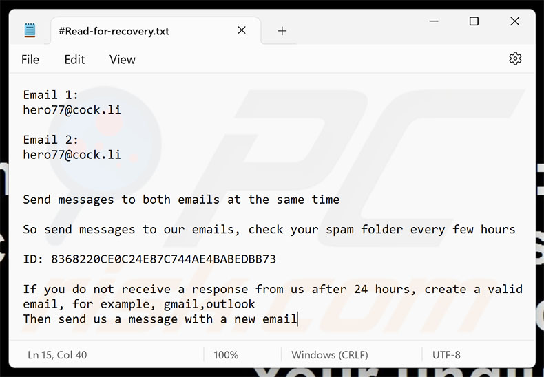 Hero ransomware okup (#Read-for-recovery.txt)