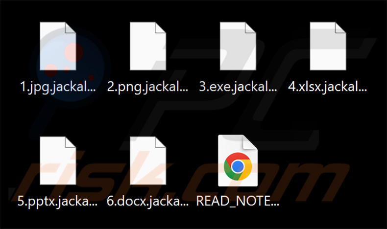 Pliki zaszyfrowane przez ransomware Jackalock (rozszerzenie .jackalock)