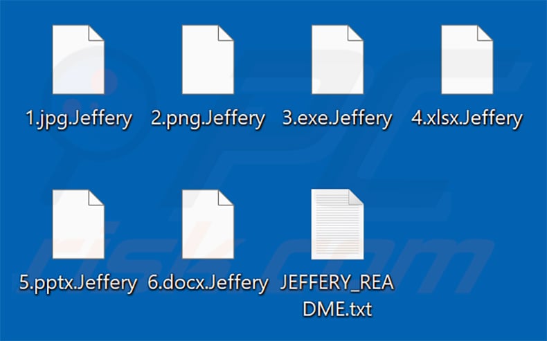 Pliki zaszyfrowane przez ransomware Jeffery (rozszerzenie .Jeffery)