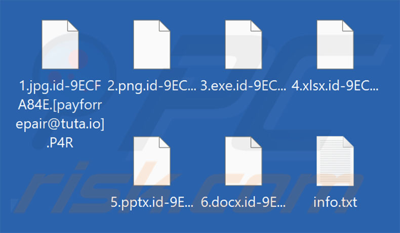 Pliki zaszyfrowane przez oprogramowanie ransomware PayForRepair (rozszerzenie .P4R)