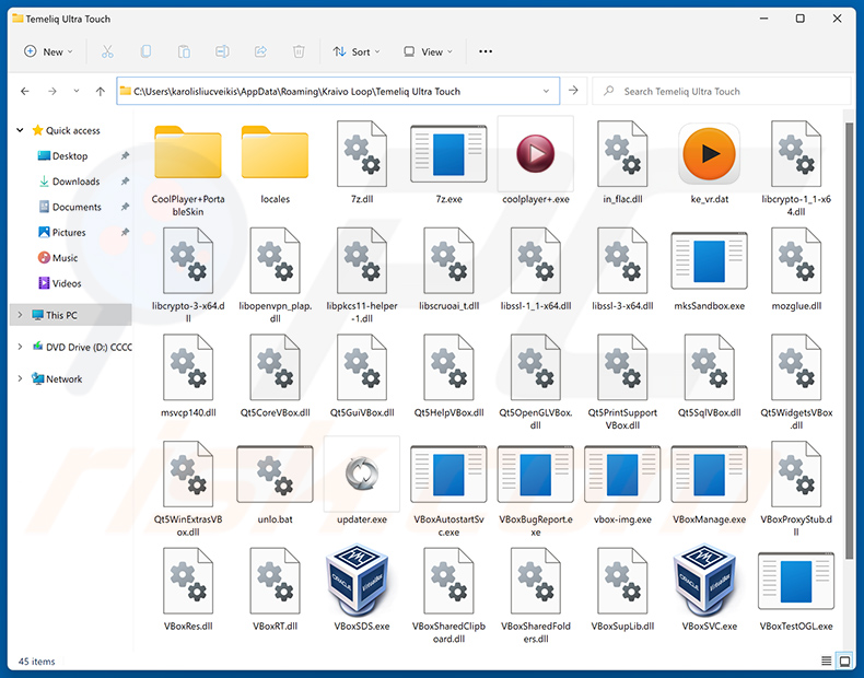 Temeliq Ultra Touch niechciany folder instalacji aplikacji