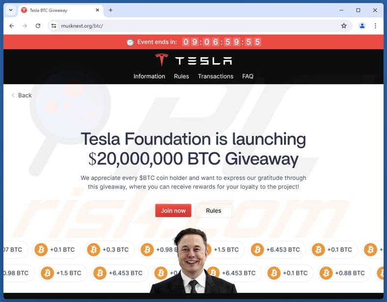 Tesla Foundation Giveaway Oszustwo druga strona