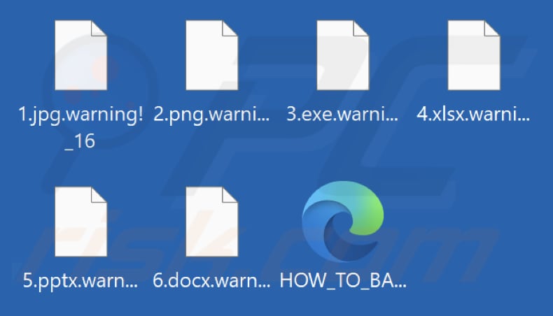 Pliki zaszyfrowane przez oprogramowanie ransomware Warning (rozszerzenie .warning!_16)