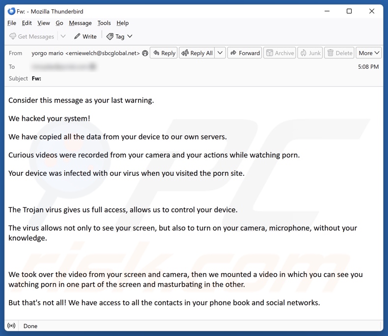 We Hacked Your System Kampania spamowa e-mail
