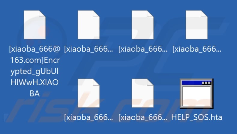 Pliki zaszyfrowane przez ransomware XIAOBA 2.0 (nazwa plików została zmieniona zgodnie z wzorcem [xiaoba_666@163.com]Encrypted_[random_string].XIAOBA)