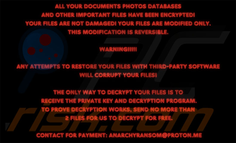 Tapeta ransomware AnarchyRansom