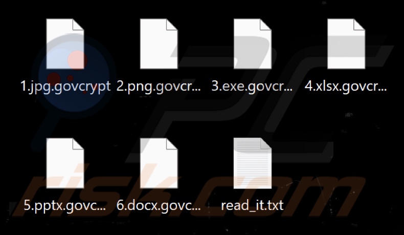 Pliki zaszyfrowane przez ransomware Govcrypt (rozszerzenie .govcrypt)