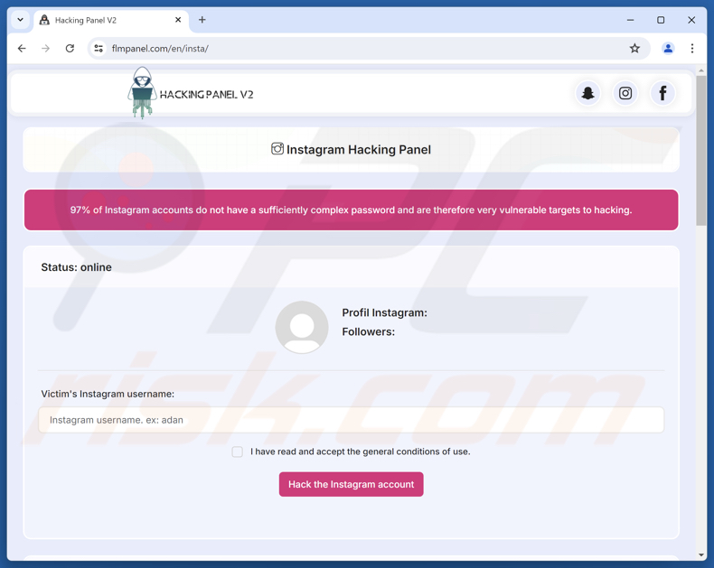 Instagram Account Hack Oszustwo