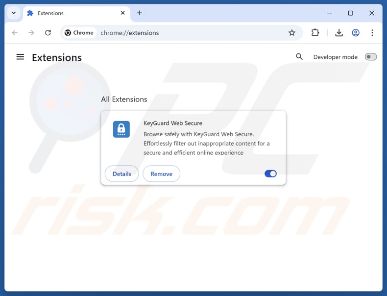 Usuwanie rozszerzeń Google Chrome związanych z keyguard-websecure.com