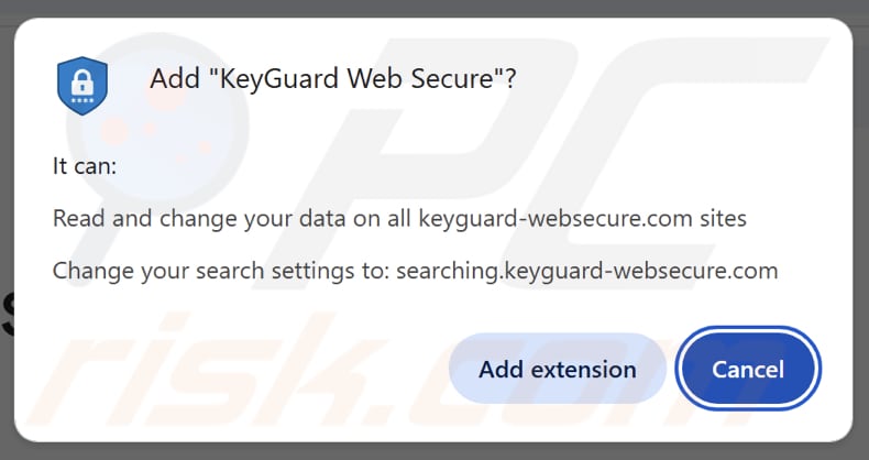 Porywacz przeglądarki KeyGuard Web Secure prosi o uprawnienia