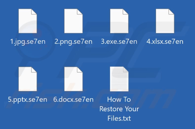 Pliki zaszyfrowane przez oprogramowanie ransomware Se7en (rozszerzenie .se7en)