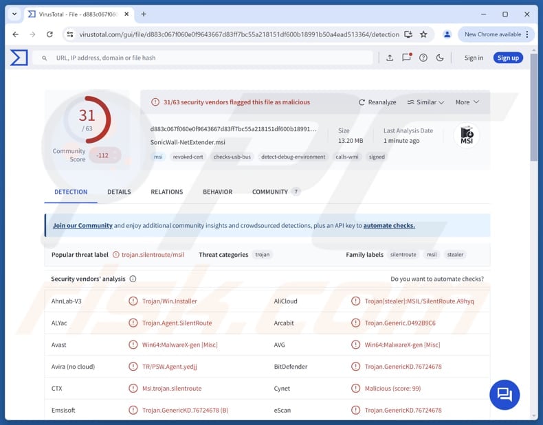 Złośliwe oprogramowanie SilentRoute
