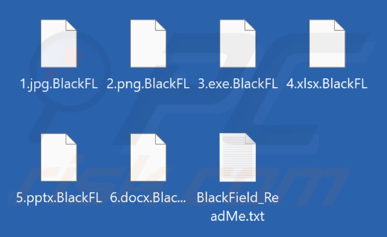 Pliki zaszyfrowane przez ransomware BlackFL (rozszerzenie .BlackFL)