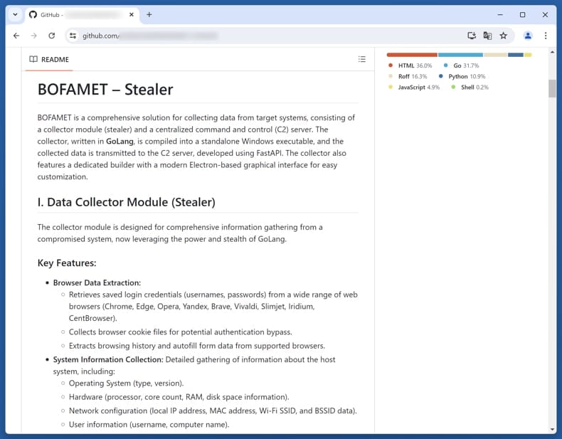 BOFAMET Stealer promowany na GitHub