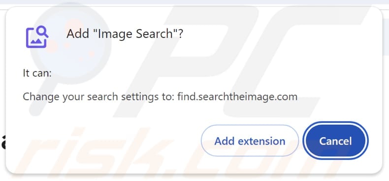 Przeglądarka Image Search prosząca o uprawnienia