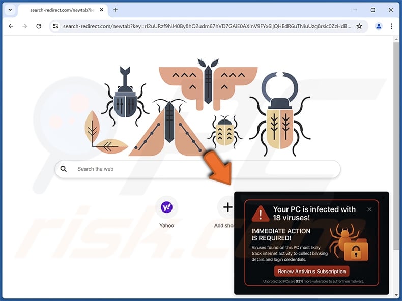 search-redirect.com wyświetla fałszywe okienko pop-up