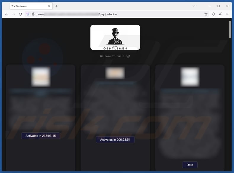Witryna wycieku danych Gentlemen Ransomware
