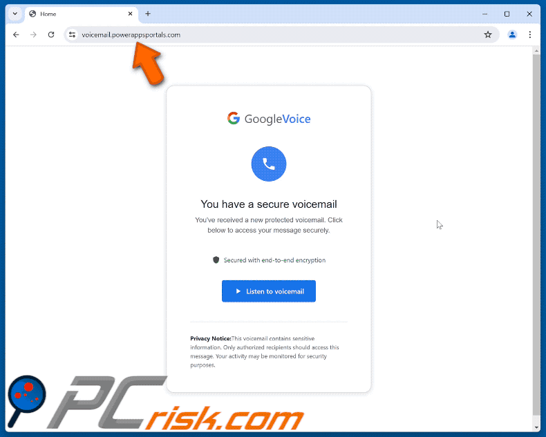 Wygląd oszustwa Google Voice (GIF)