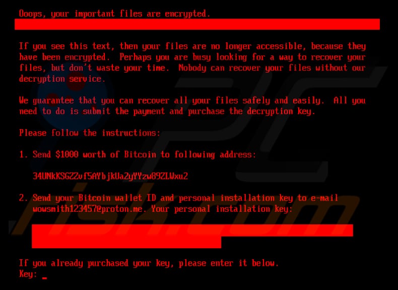 HybridPetya ransomware ransom note
