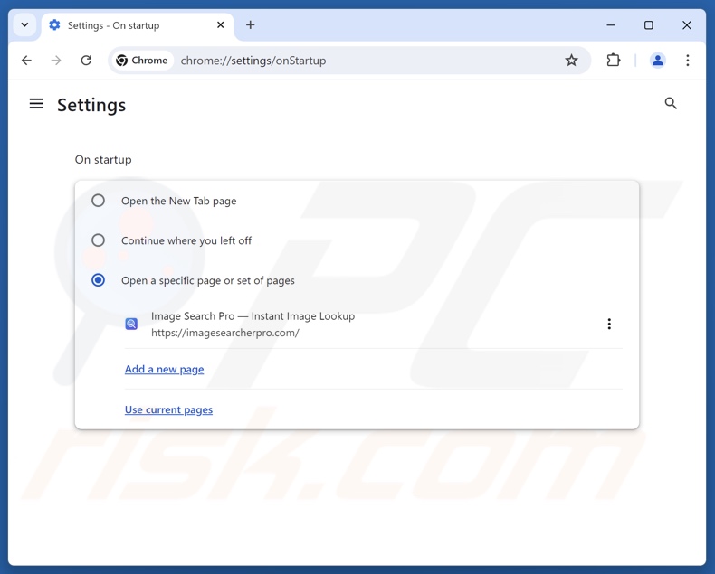 Usuwanie imagesearcherpro.com ze strony głównej Google Chrome