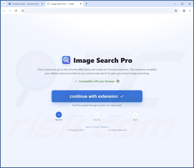 Strona internetowa służąca do promowania porywacza przeglądarki Image Search Pro