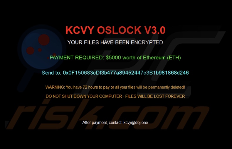 Komunikat ransomware KCVY OSLOCK