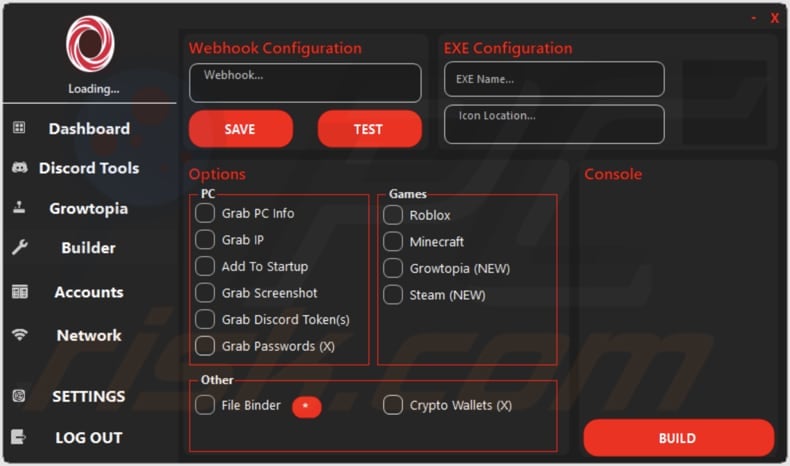 Panel administracyjny Osprey stealer