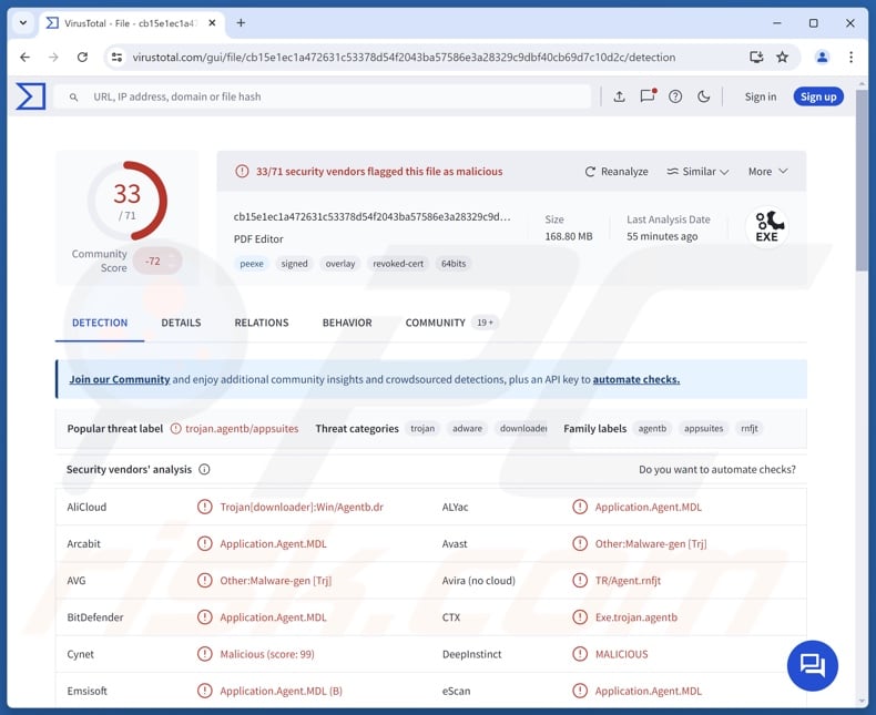 Wykrycie złośliwego oprogramowania TamperedChef w serwisie VirusTotal